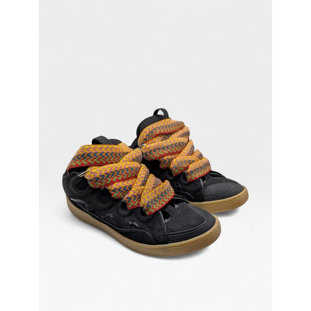Lanvin Curb Sneakers Black Gum Sole Multicolor Oversized Laces EU 44 Designer...